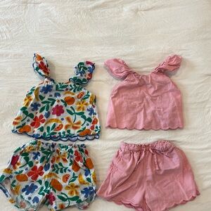 Old Navy 2T girls matching shirt and top sets. Pink and floral.